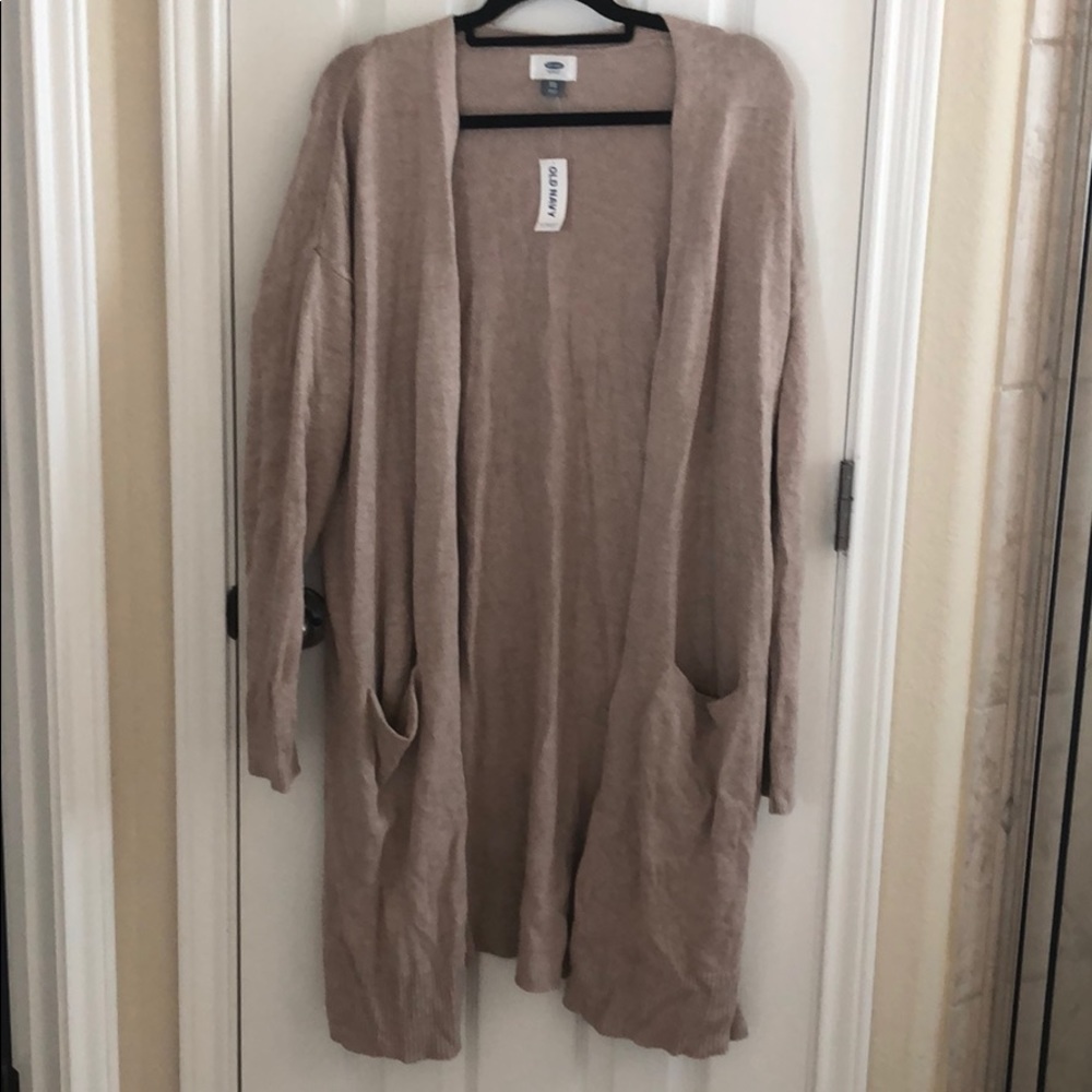 Camel / beige duster cardigan w/ pockets NWT XXL